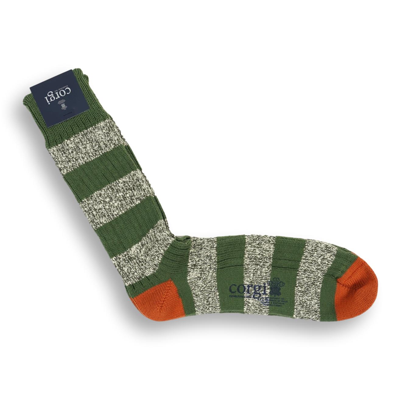Pure Cotton Stripe with Contrast Toe and Heel Sock