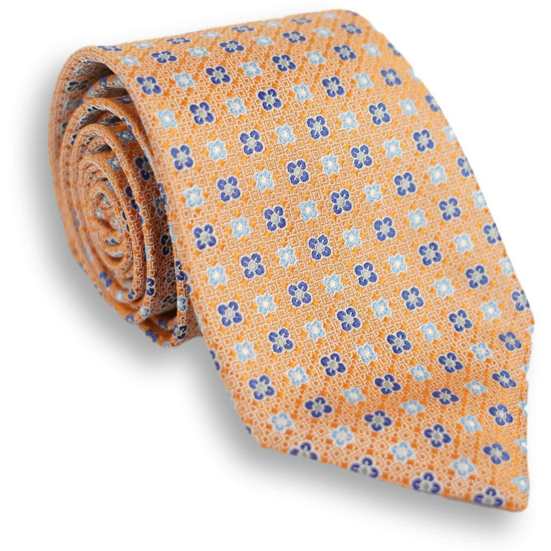 Royal and Sky Blue Flower Motif Silk Tie