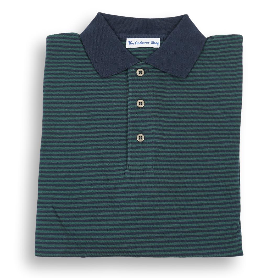 Striped Jersey Polo with Contrast Collar