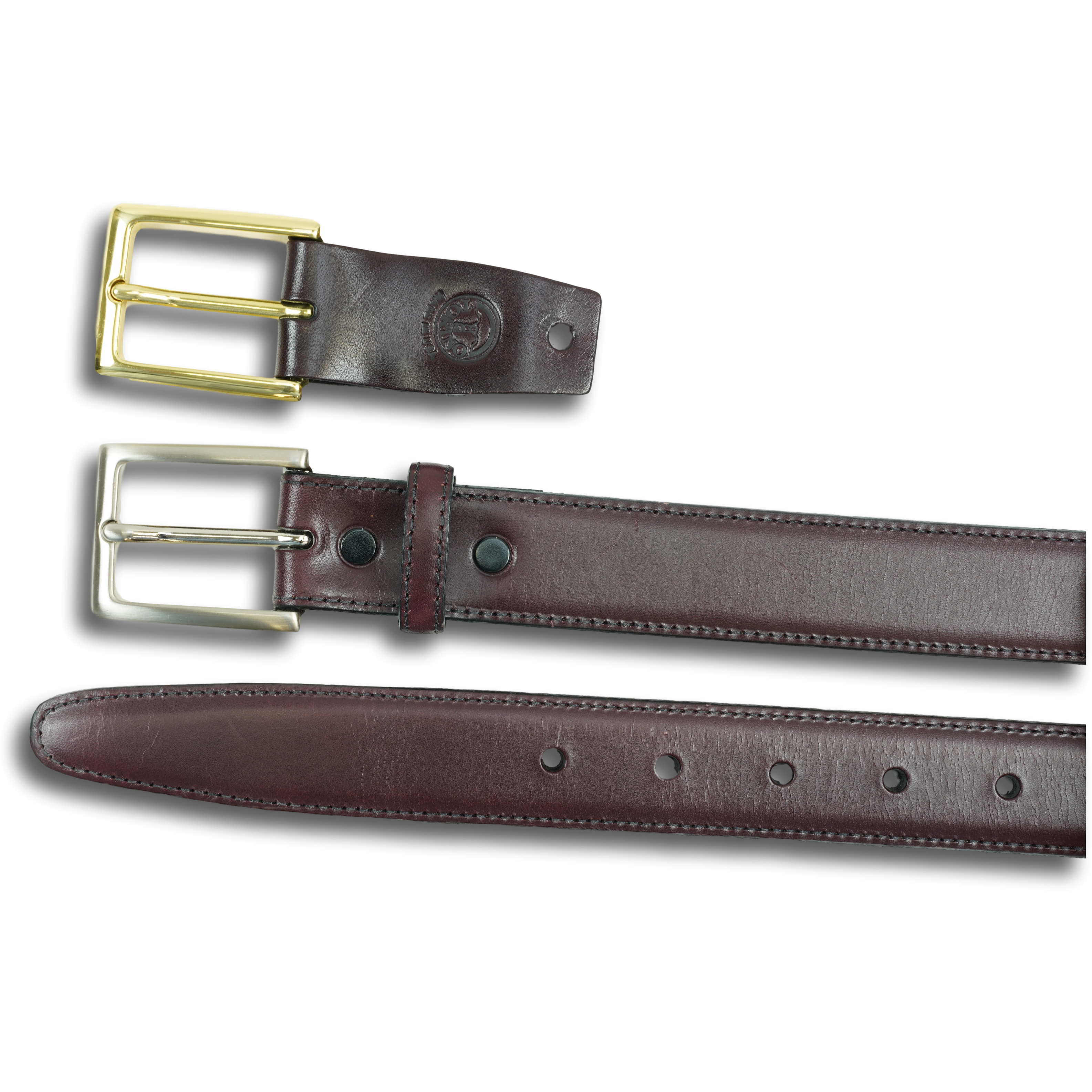 Kipskin Belt with Brass and Nickle Interchangeable Buckles