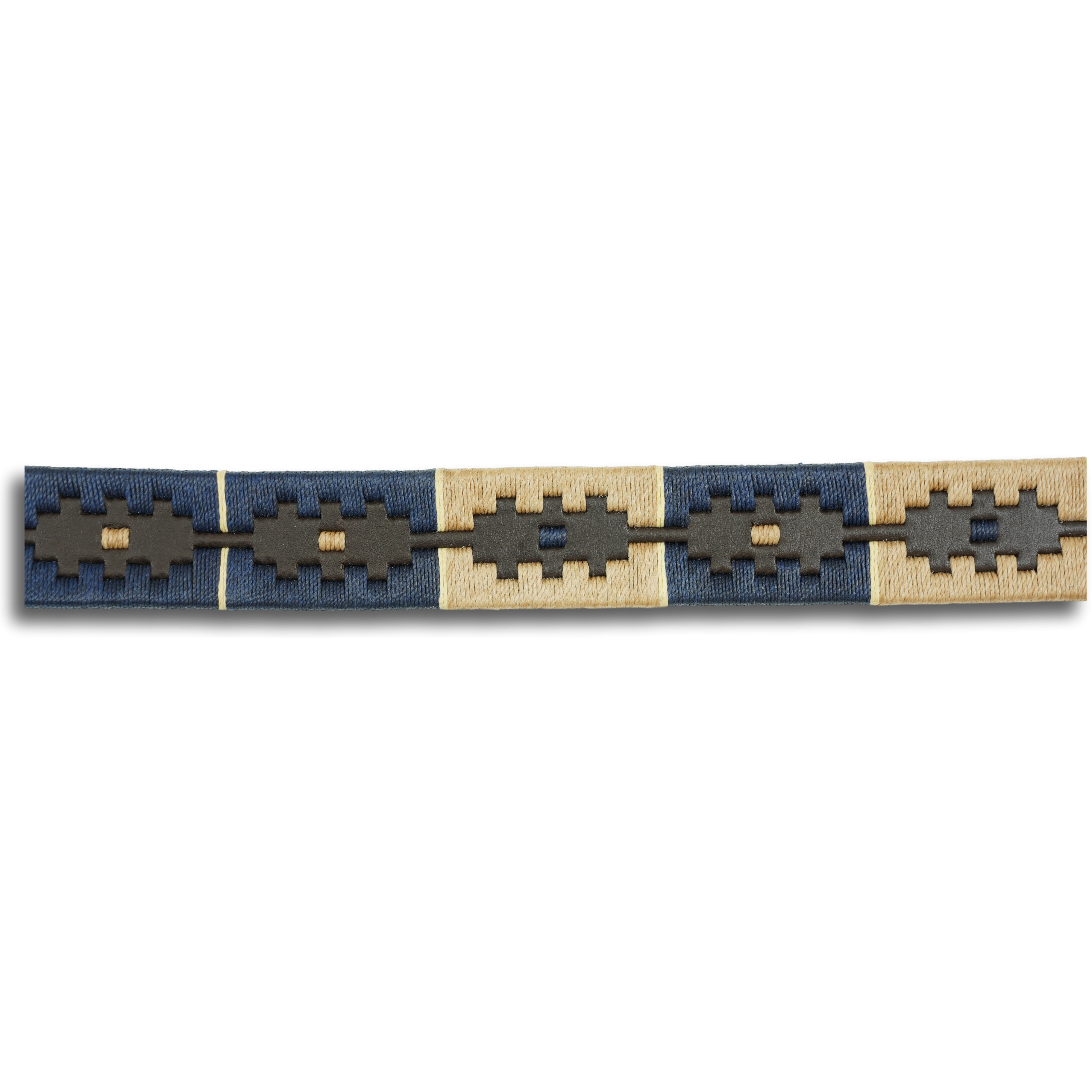 Tan and Navy Argentinian Motif Leather Belt
