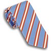 Light Blue and Orange/White Mogador Stripe Silk and Cotton Tie