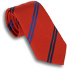 Chili Red  with Blue and Navy Alternating Double Striped Tie