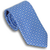 Blue Silk Tie with Silver Ring Pattern