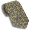 Olive with Multicolored Paisley Patterned Silk Tie