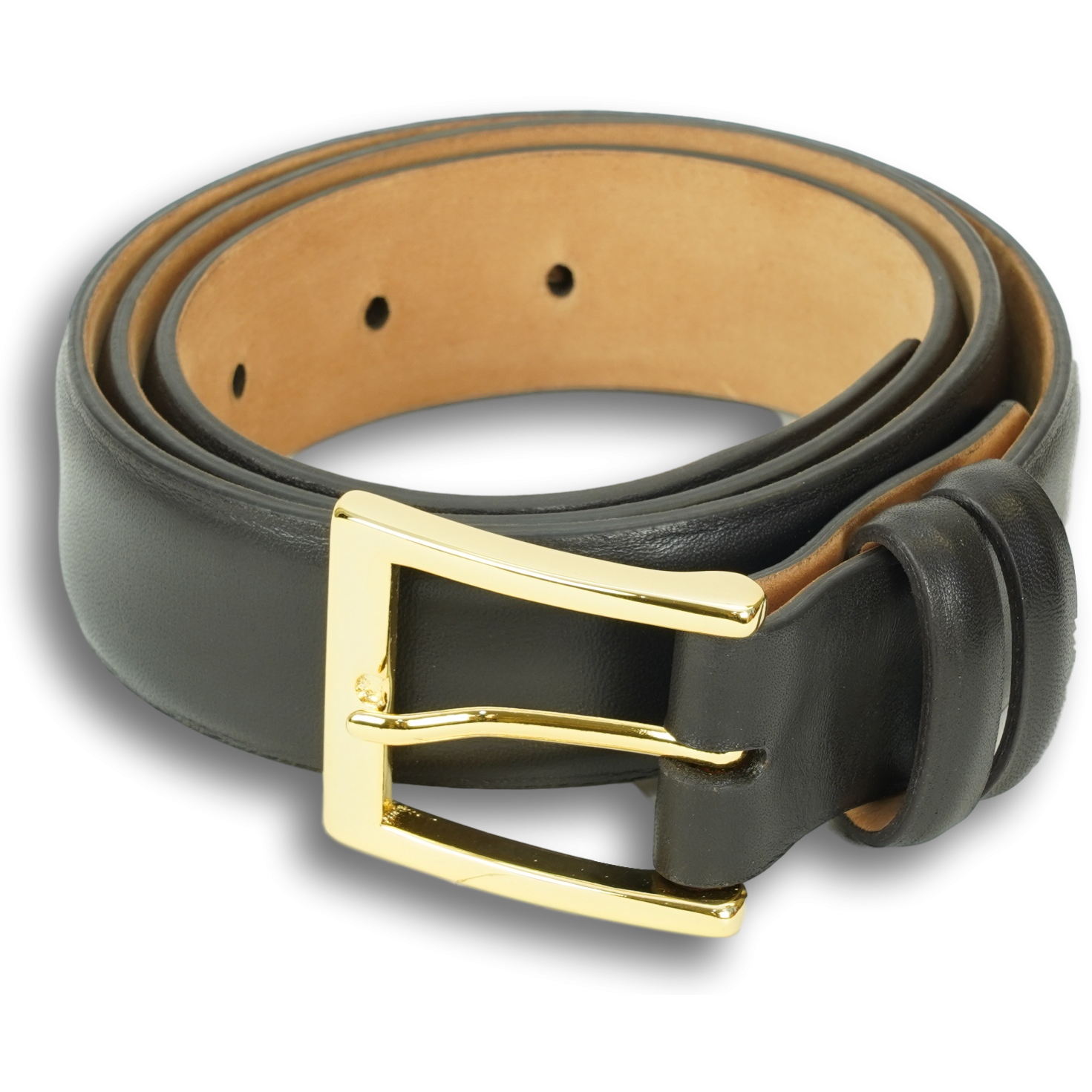 1 1/4" Semi-Matte Calfskin Belt with Brass Buckle