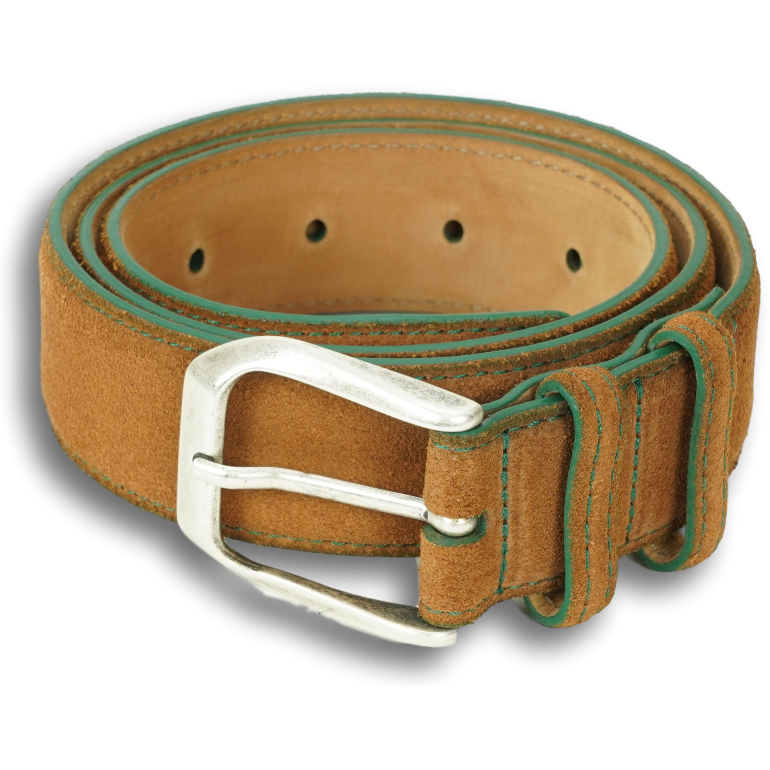Suede Calfskin Belt with Brushed Nickel Buckle