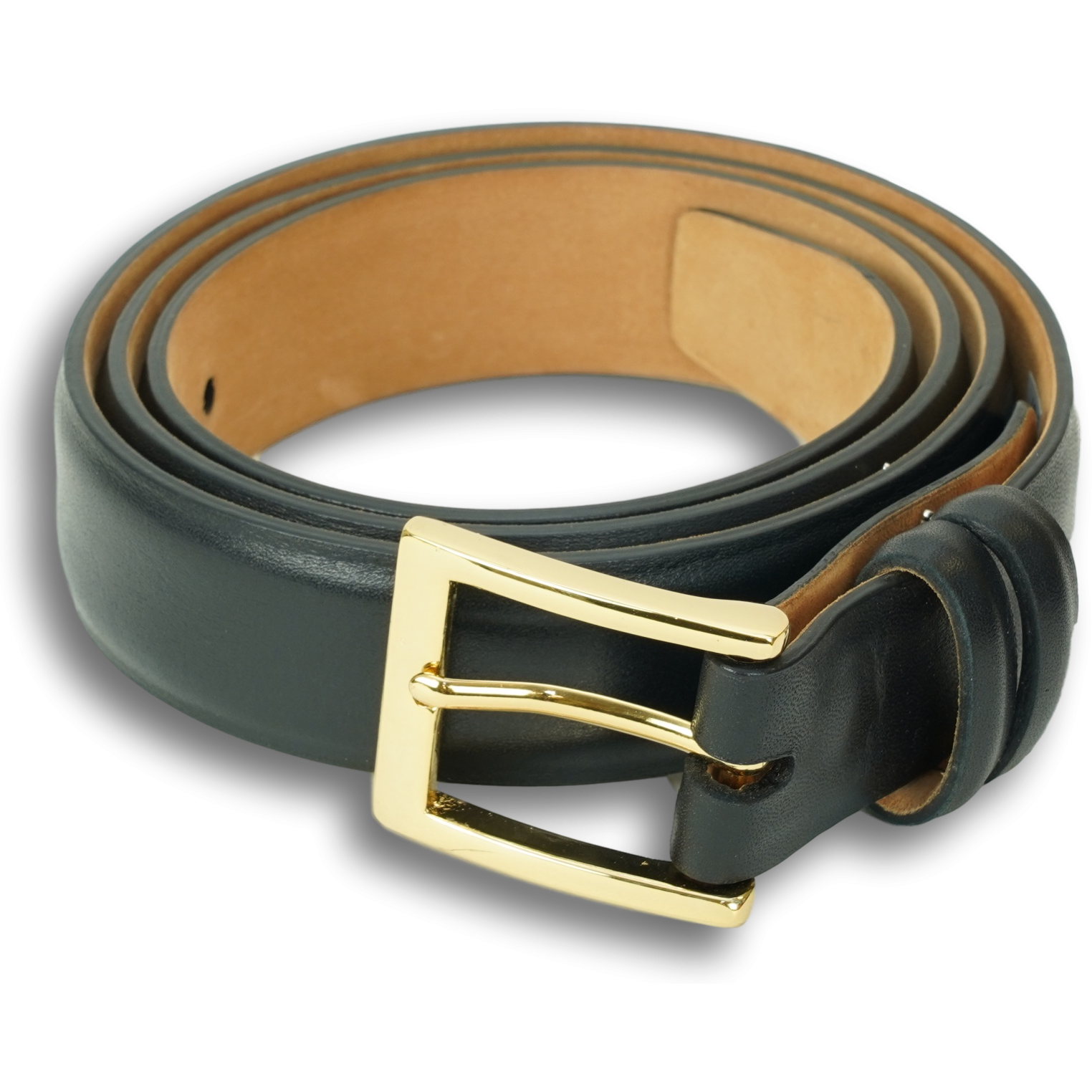 1 1/4" Semi-Matte Calfskin Belt with Brass Buckle