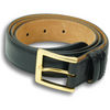 1 1/4" Semi-Matte Calfskin Stitched Belt with Brass Buckle