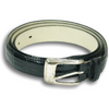 Black 1 3/8" Genuine American Alligator Belt with Hammered Nickle Buckle