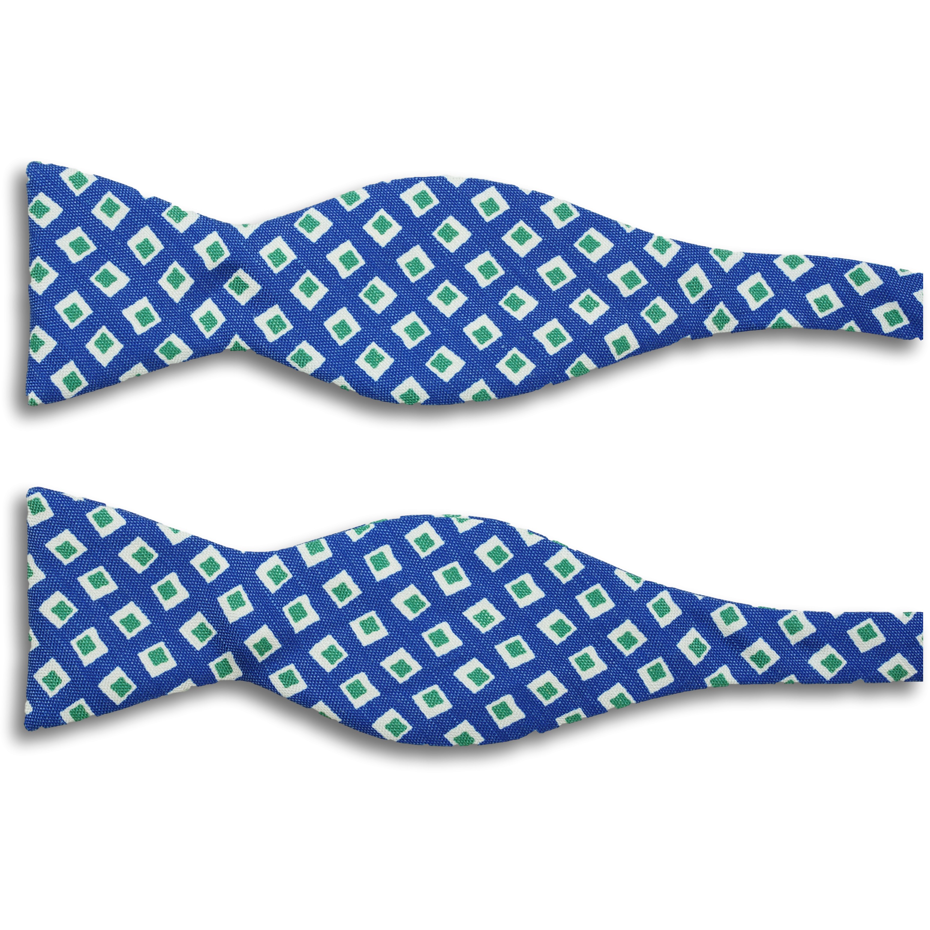 Silk and Linen Square in Square Pattern Butterfly Bow Tie