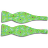 Bright Green with Multi-sized Paisley Motif Silk Butterfly Bow Tie