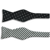Black and Silver Polka Dots and Striped Silk Butterfly Bow Tie