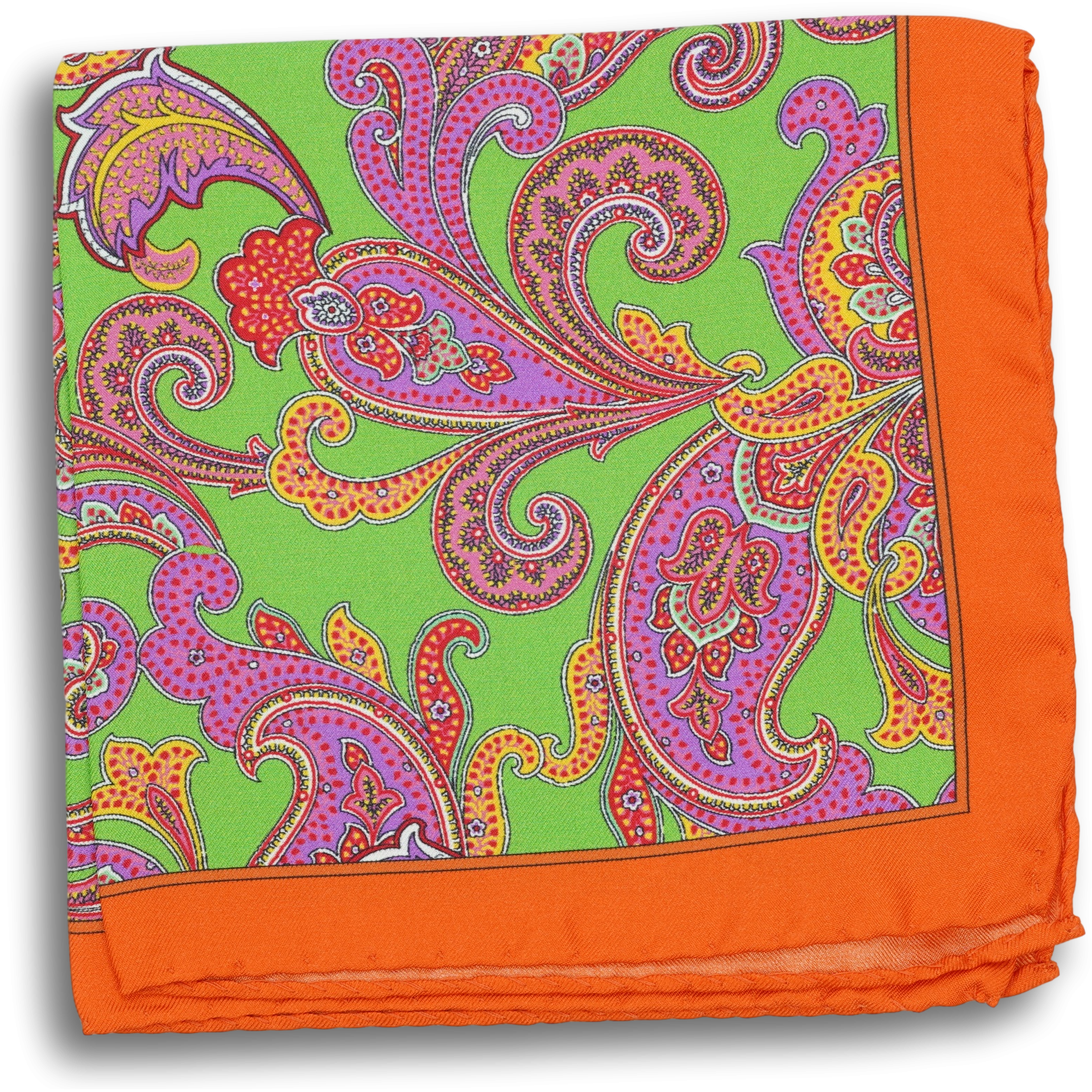 Multicolored Paisley Patterned Silk Pocket Square