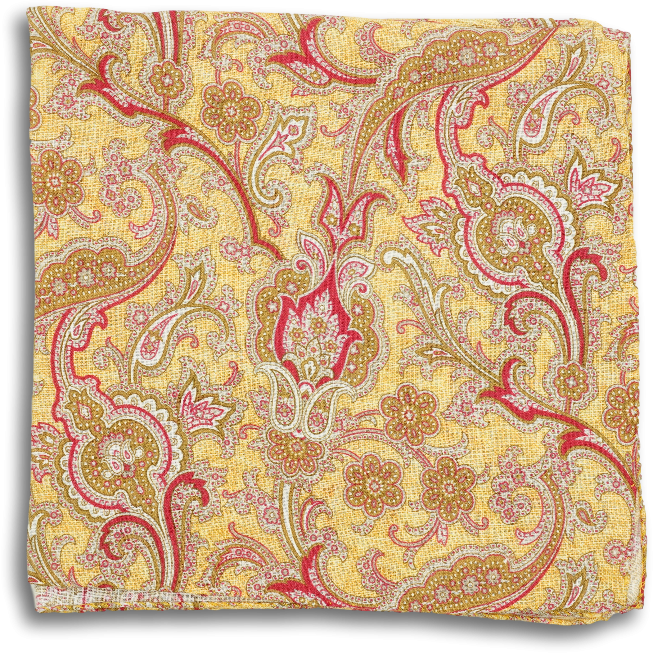 Multicolored Paisley Patterned Linen Pocket Square