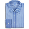 Blue End-on-End with Alternating Cluster Stripes Spread Collar Dress Shirt