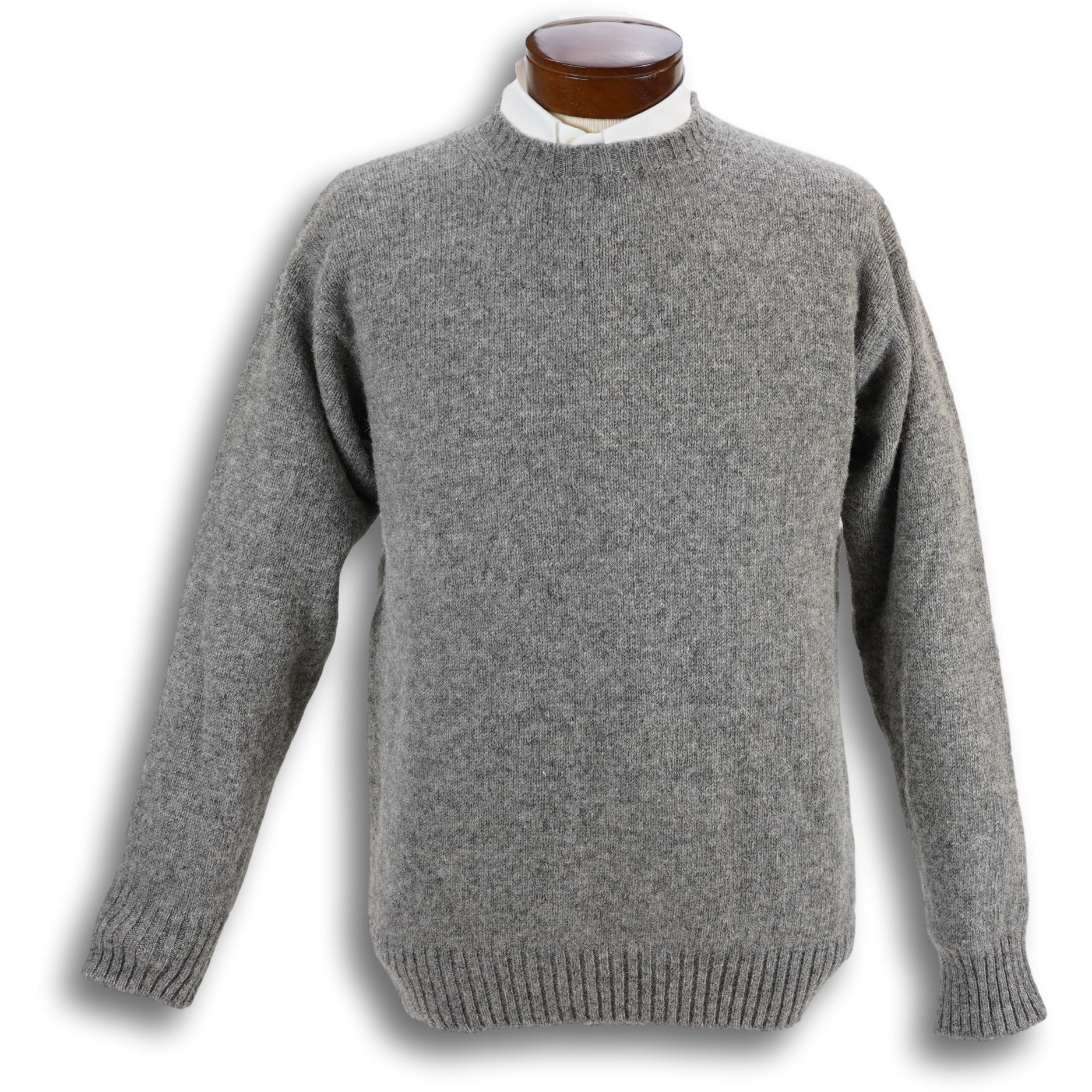 Shetland Crew Neck Jumper Mens - Grey