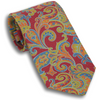 Dark Red with Multicolored Large Paisley Patterned Silk Tie