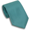 Green with Blue and White Small Square Printed Silk Tie