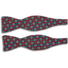 Red with Blue Flower and Square Motif Irish Poplin Butterfly Bow Tie