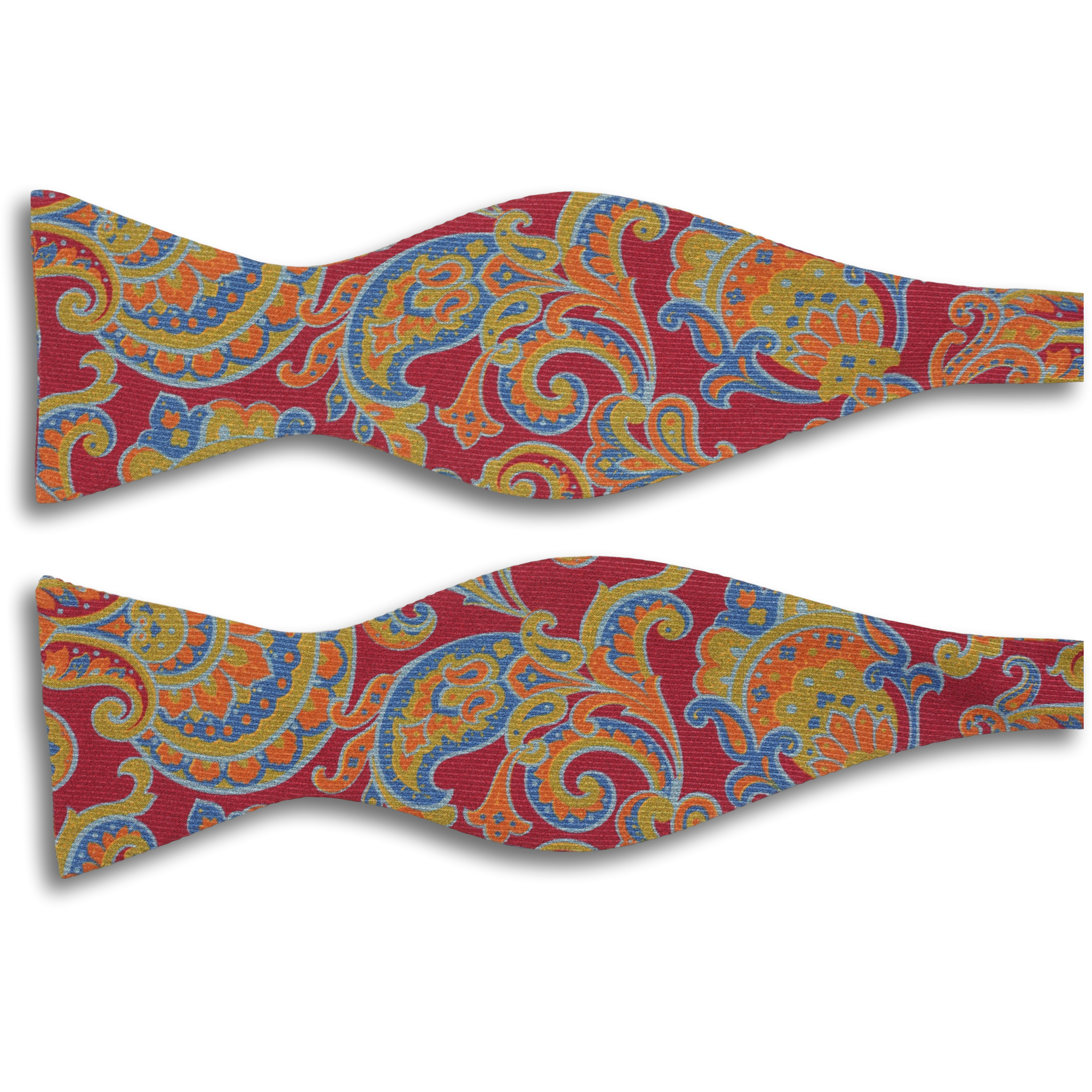 Multicolored Large Paisley Patterned Silk Butterfly Bow