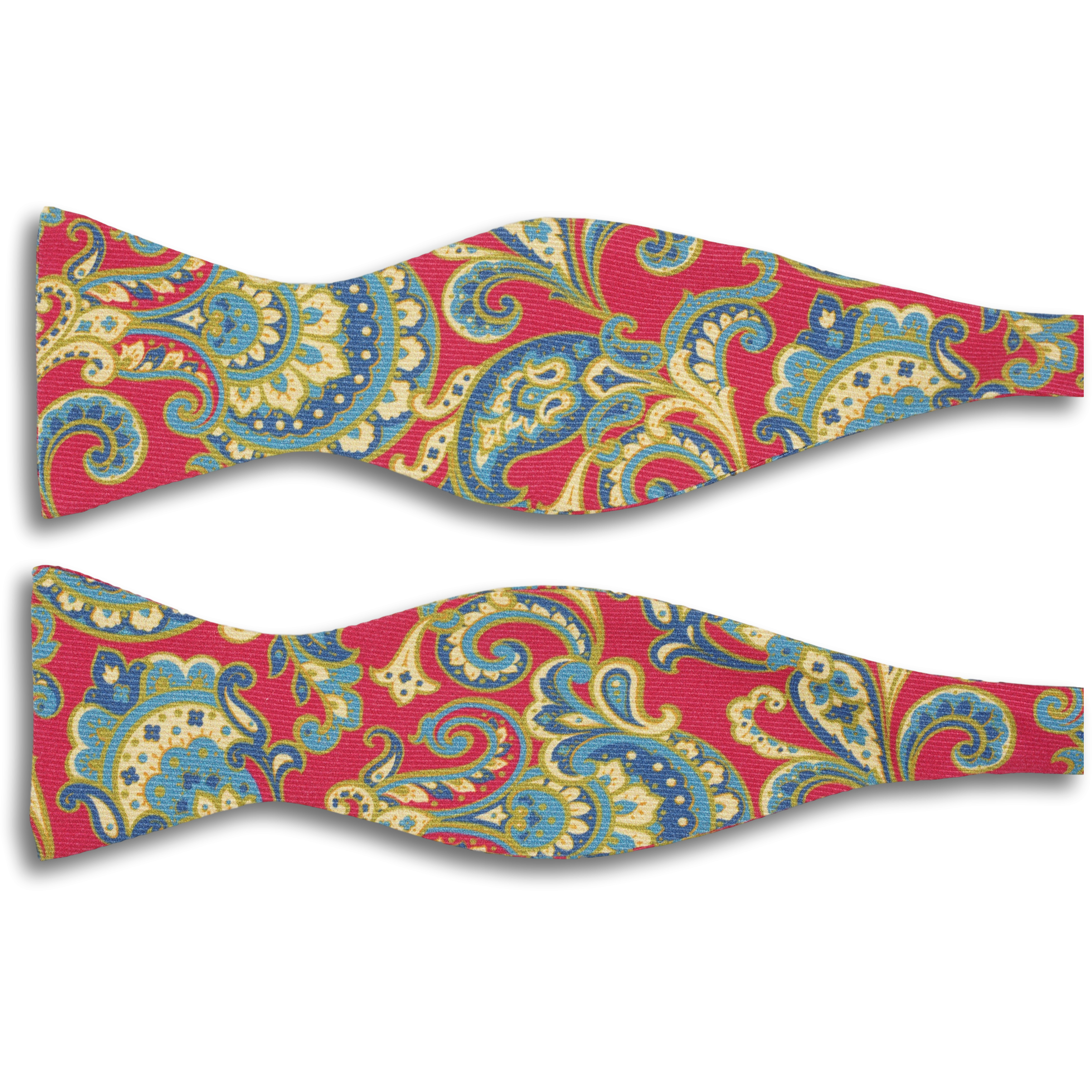 Multicolored Large Paisley Patterned Silk Butterfly Bow