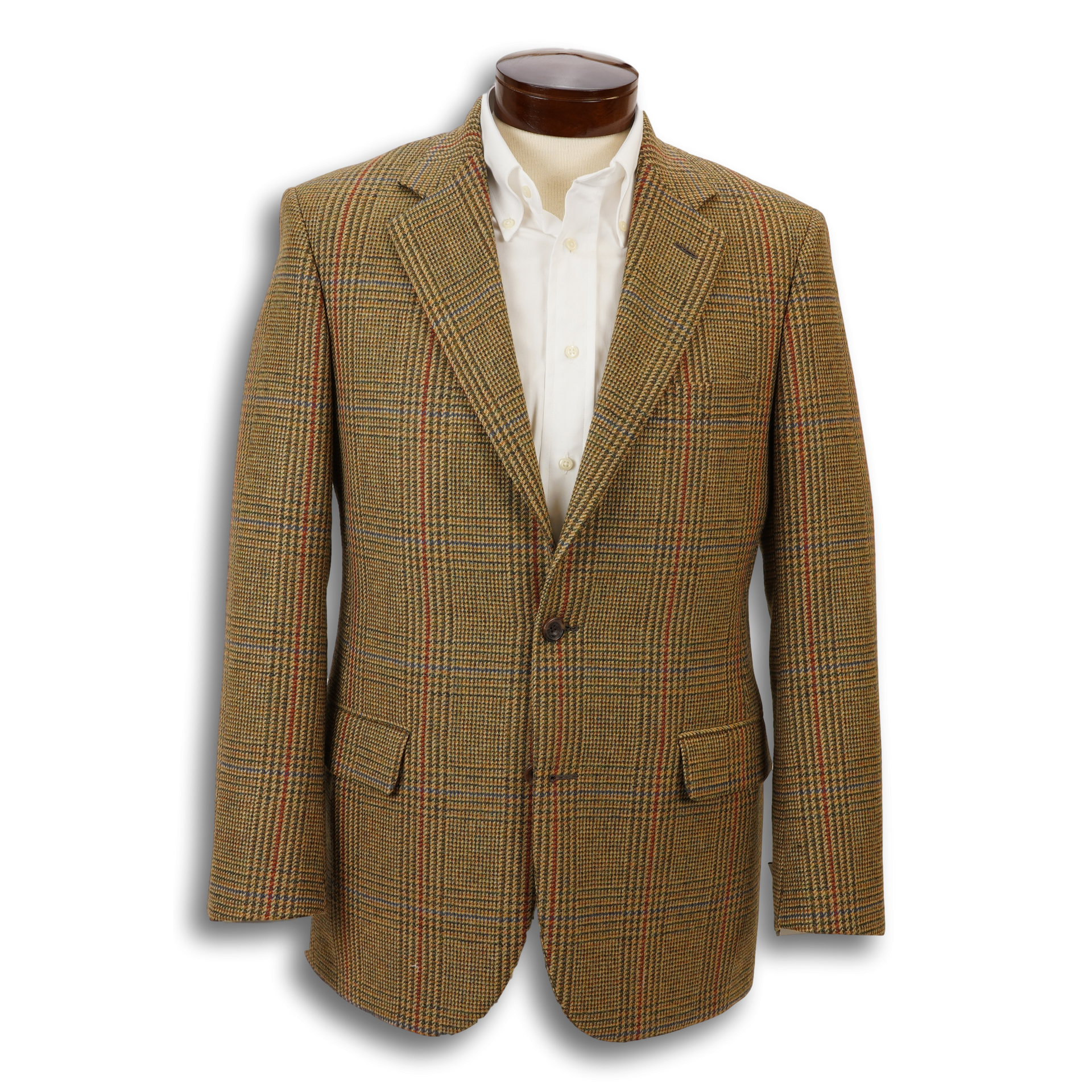 Tan Glen Plaid with Olive, Blue, and Brick Red Windowpane Jacket Tan Glen Plaid with Olive, Blue, and Brick Red Windowpane Jacket