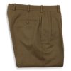 Olive Twill Forward Pleated Trousers