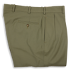 Green Gabardine Forward Pleated Trousers