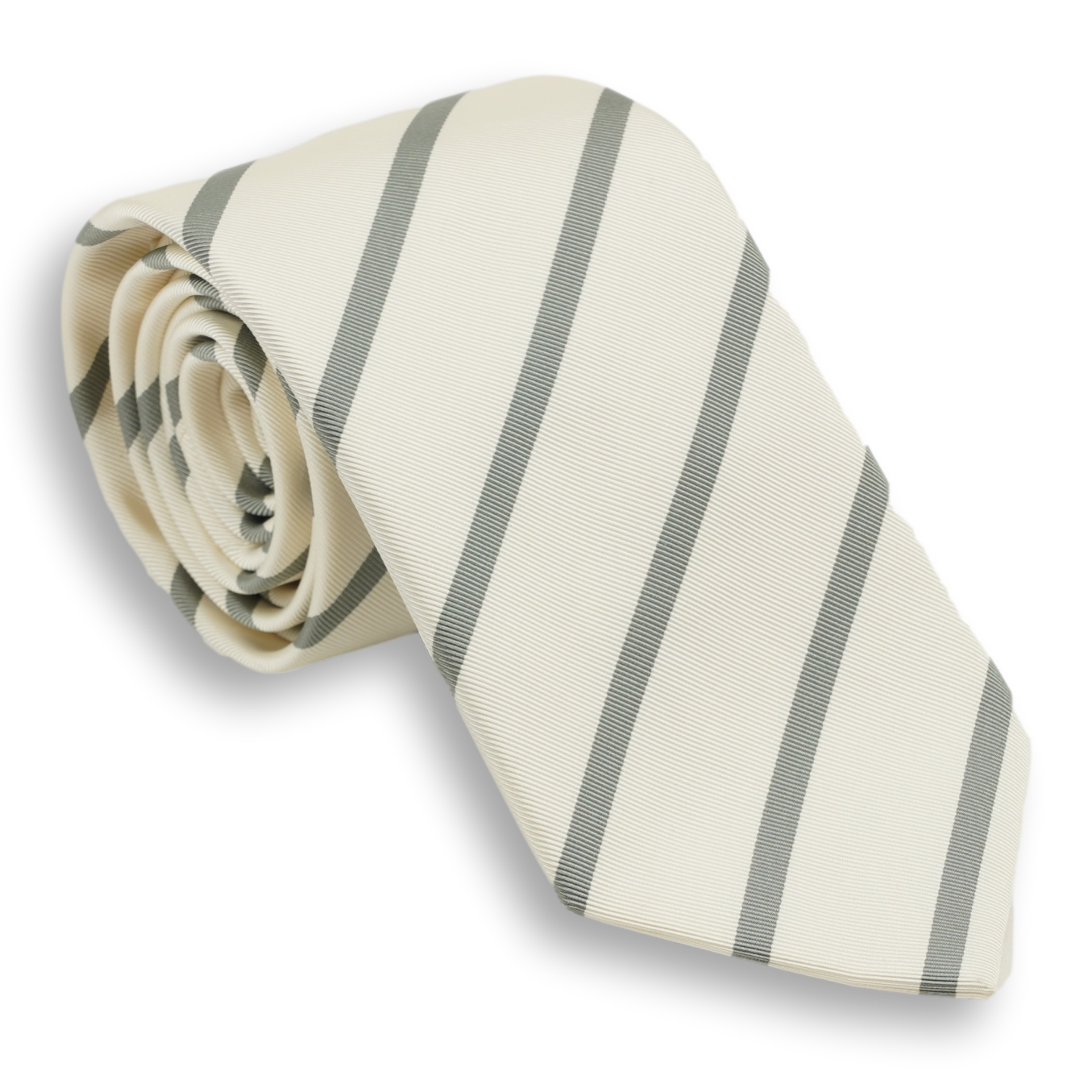 White with Silver Stripe Tie