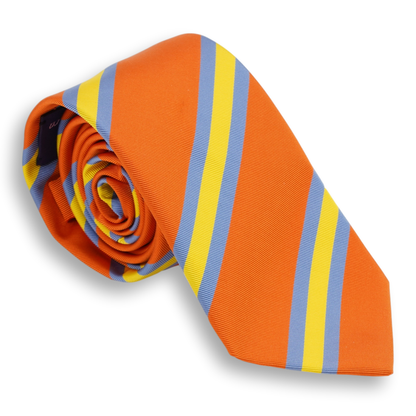 Orange and Sky Blue/Yellow Mogador Stripe Silk Tie