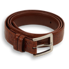 1 1/8" Cognac Crocodile Stitched Belt with Nickle Buckle