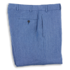 Washed Denim Blue Plain Front Linen Trousers