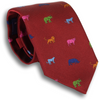 Red Silk Tie with Multicolored Safari Animals