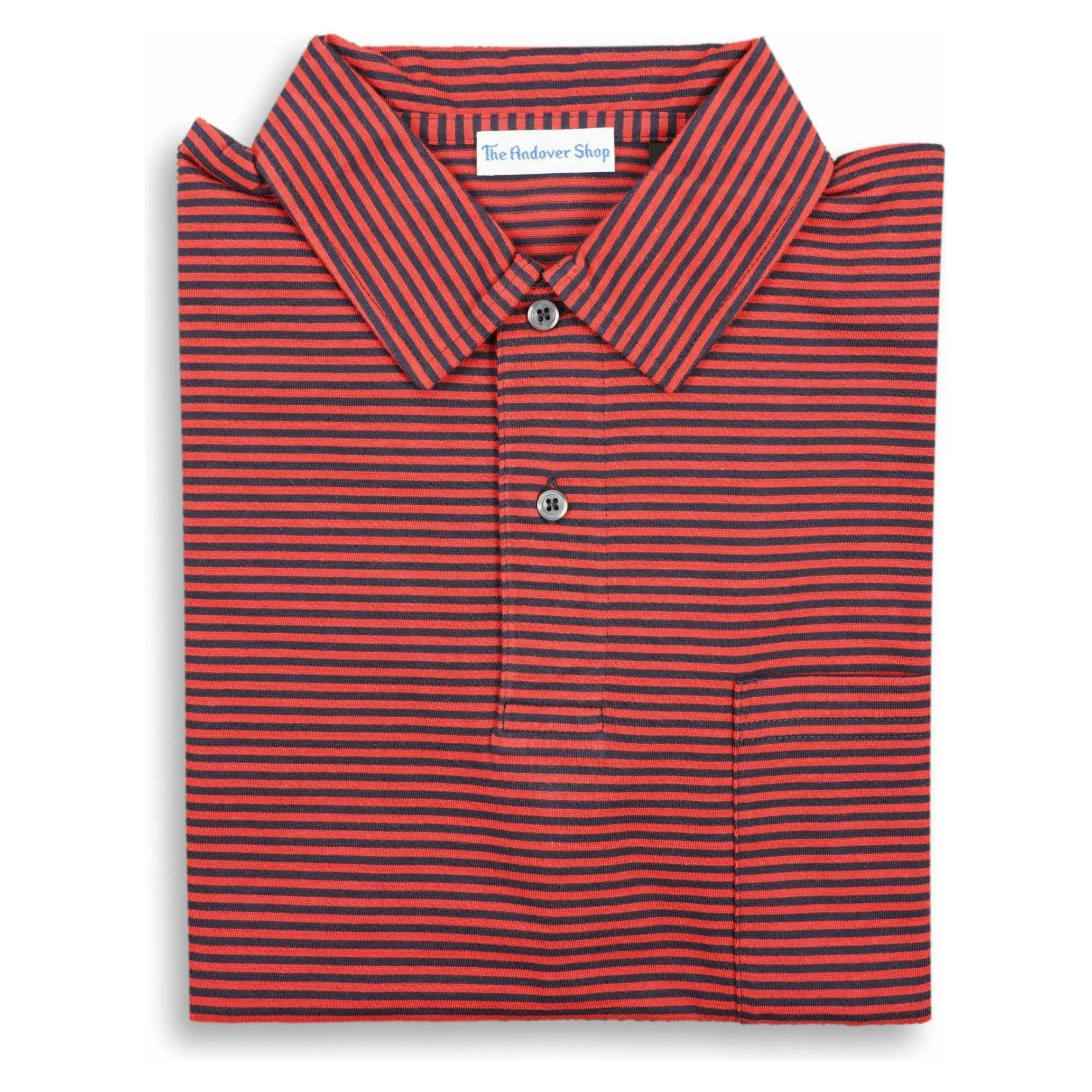 Striped Jersey Polo with Self Collar