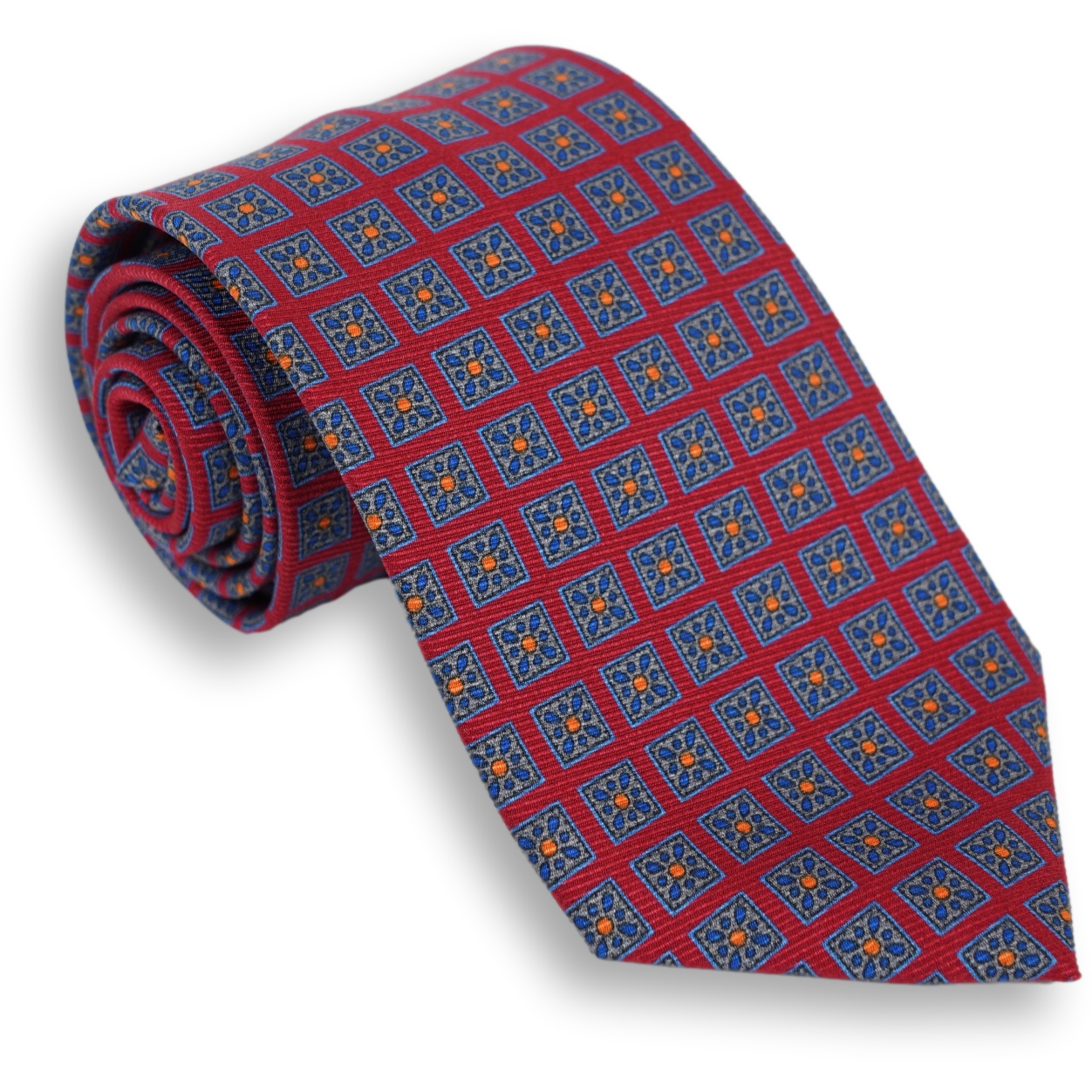 Abstract Square Shield Motif Silk Tie