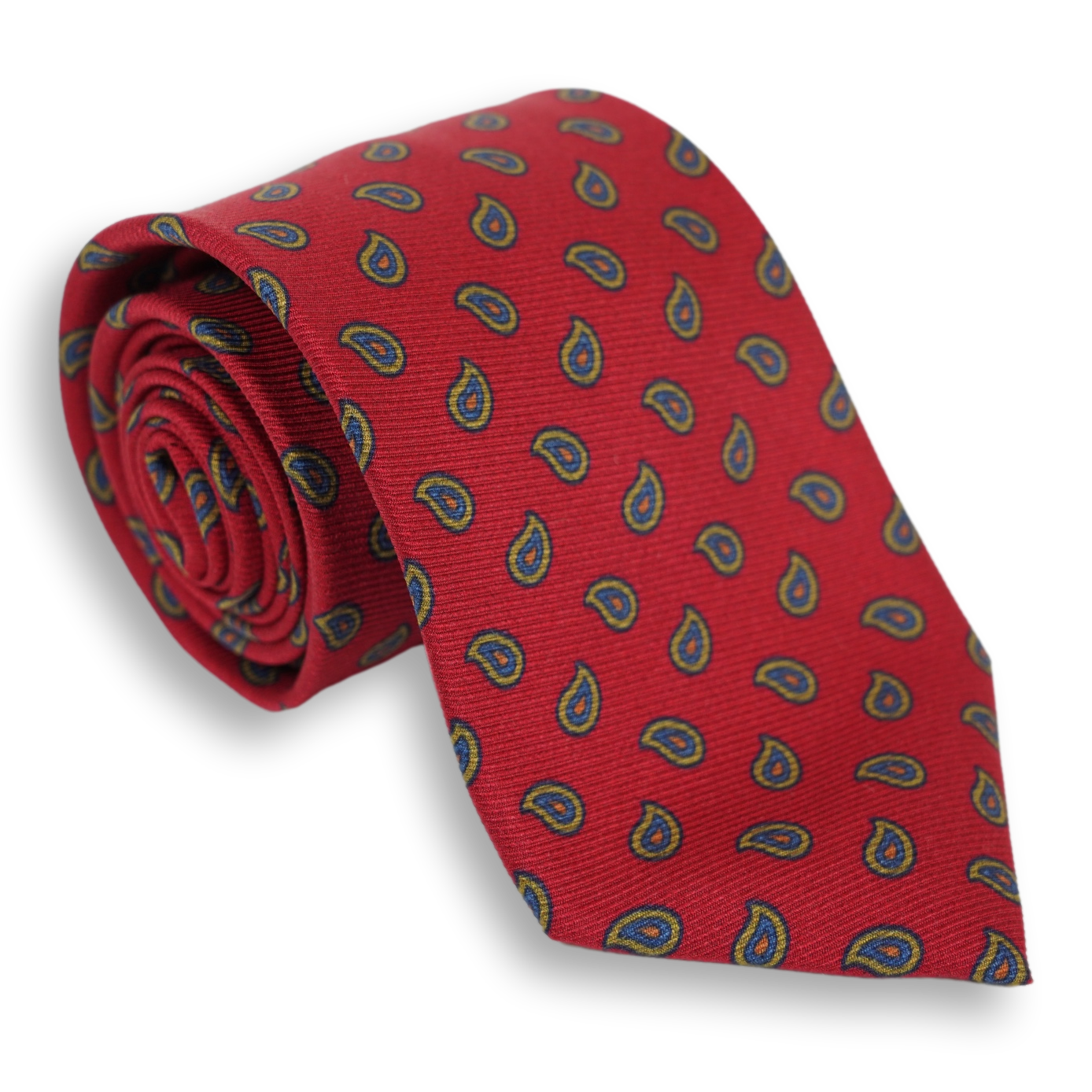 Multicolored Mini Paisley Motif Silk Woven Tie