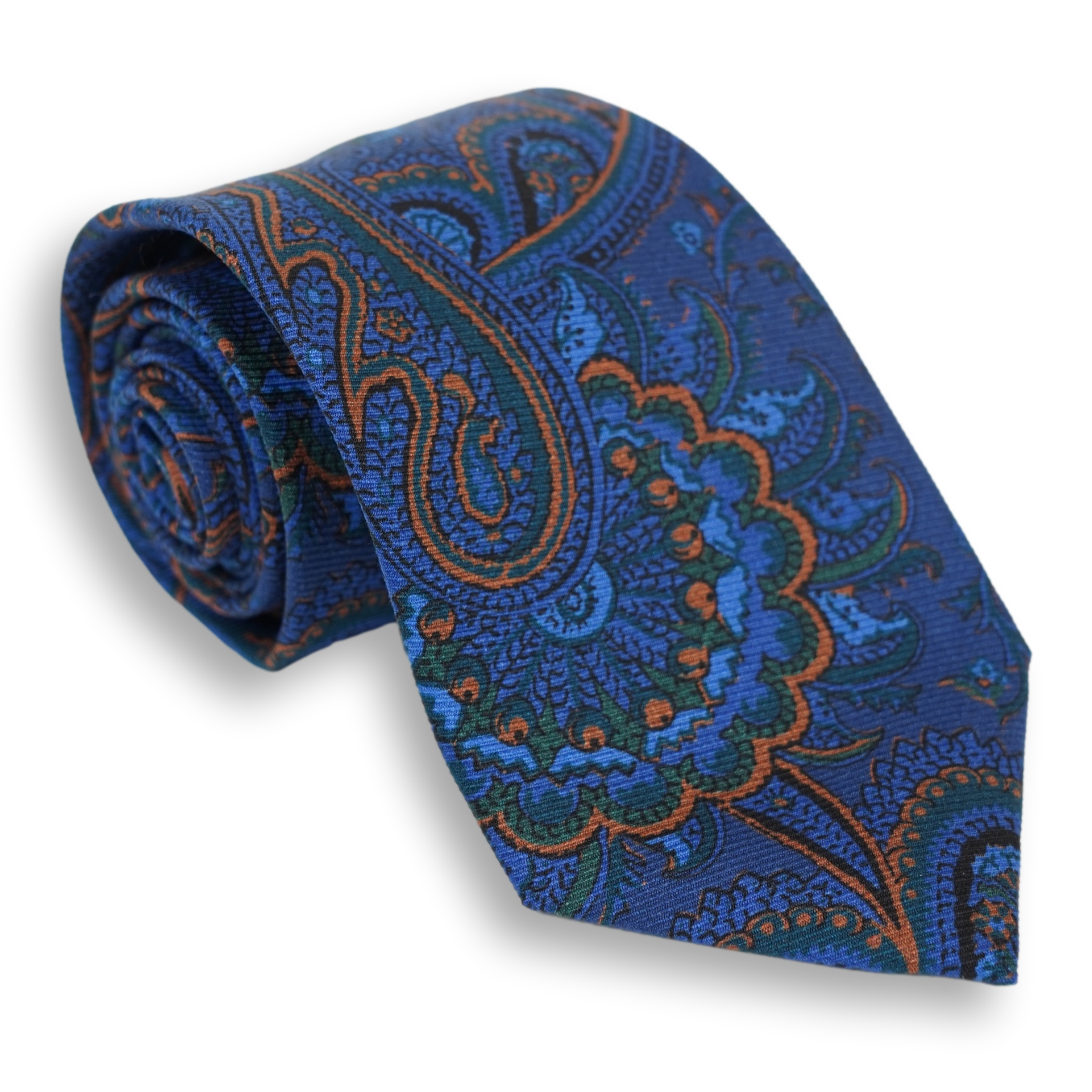 Multicolored Large Paisley Patterned Silk Woven Tie