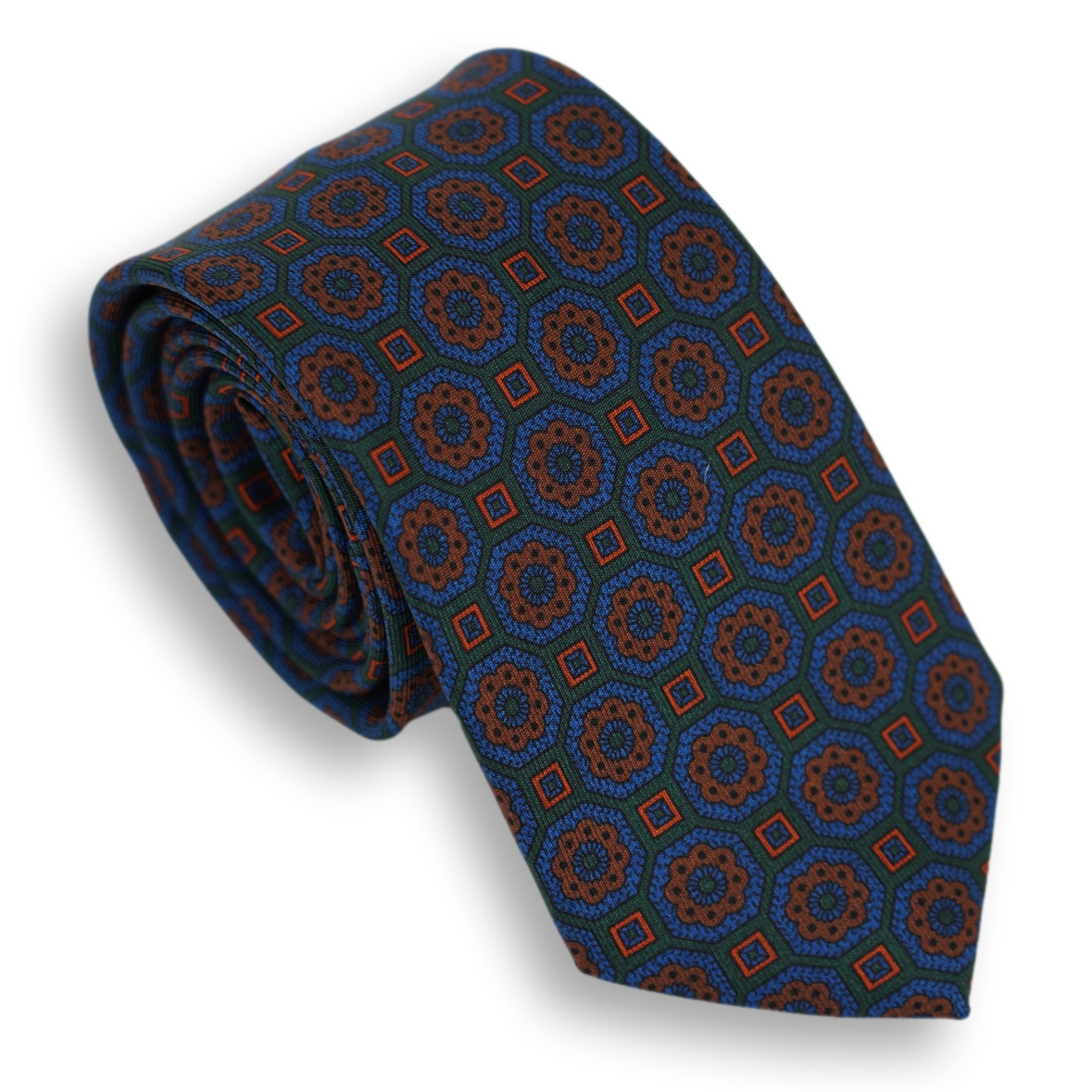 Multicolored Hexagon and Mini Square Patterned Irish Poplin Tie