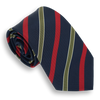 Navy, Olive, and Red Striped Irish Poplin Tie