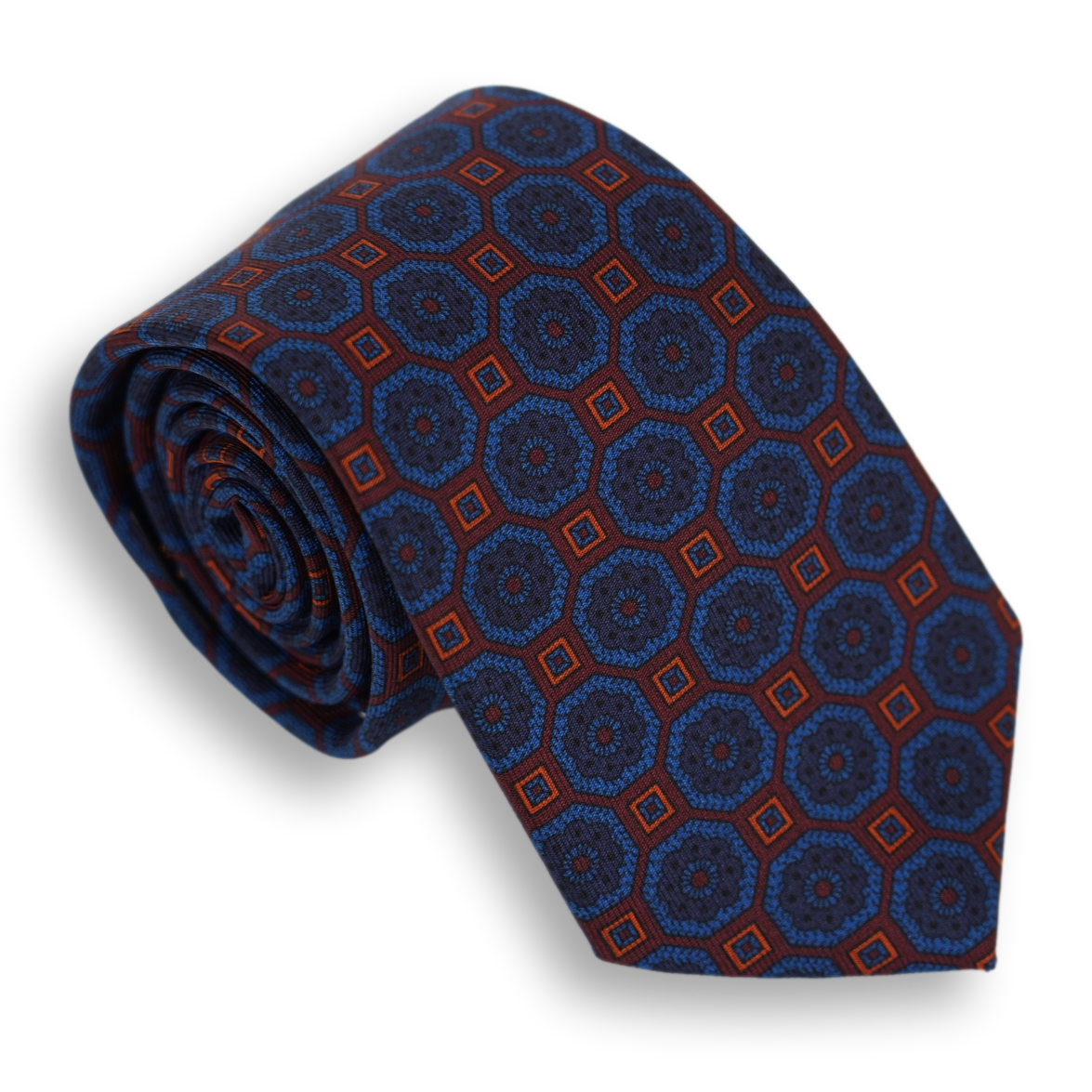 Multicolored Hexagon and Mini Square Patterned Irish Poplin Tie