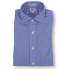 Blue and White Mini Check Spread Collar Trim Fit Dress Shirt