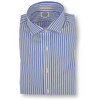 Blue and White Bengal Stripe Spread Collar Trim Fit Dress Shirt