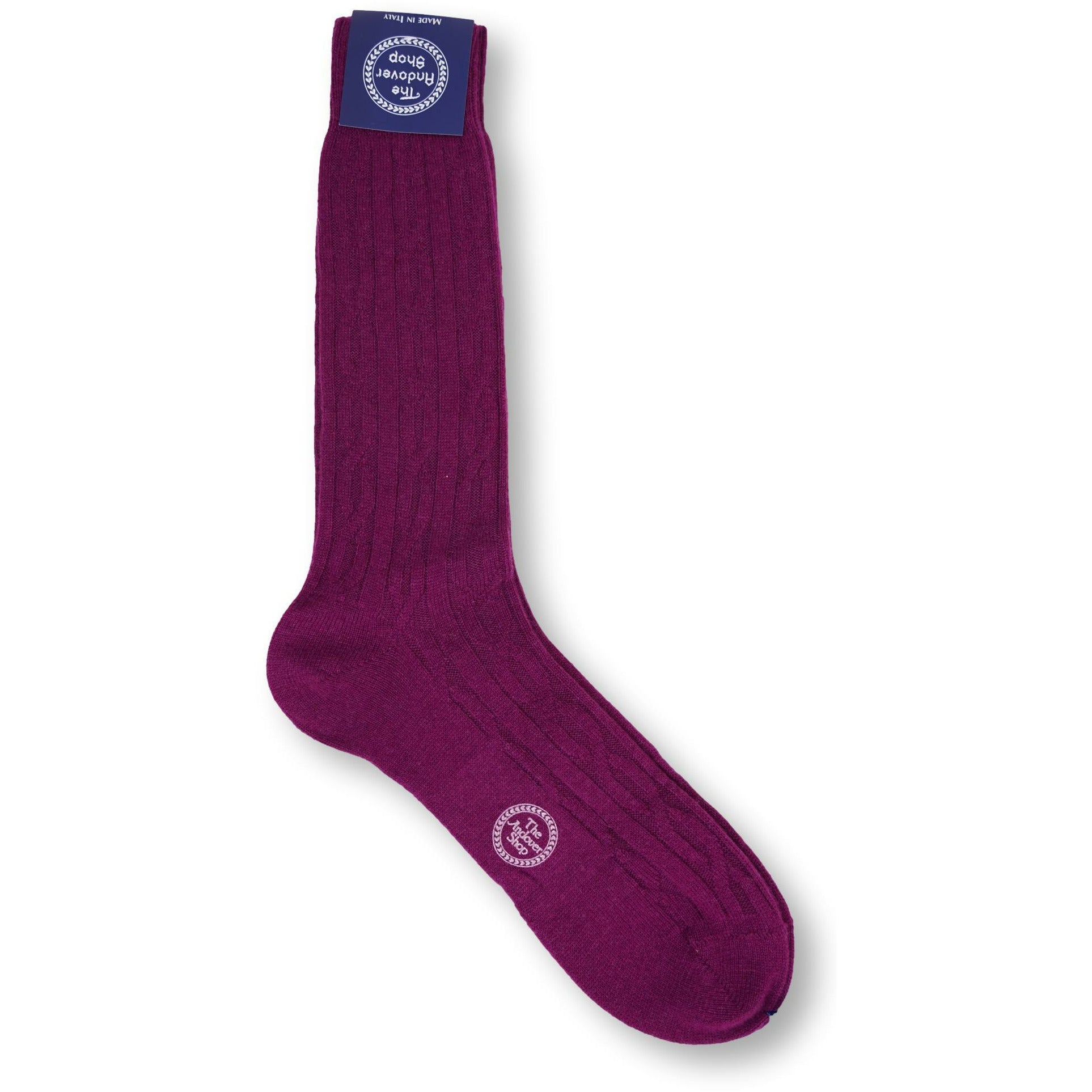 Mid-calf Cable Pure Cashmere Dress Socks