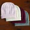 Cashmere Cable Knit Hat with Turn Up