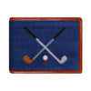 Crossed Golf Clubs Needlepoint Bi-Fold Wallet
