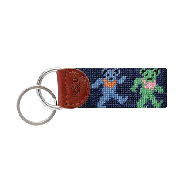 Dancing Bears Needlepoint Key Fob