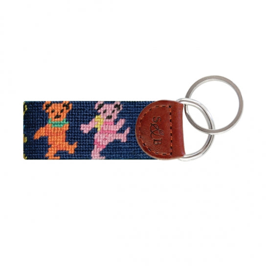 Dancing Bears Needlepoint Key Fob