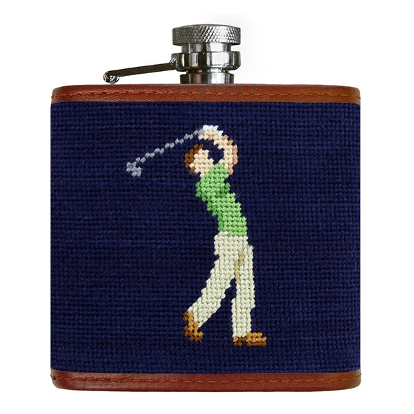Mulligan Golfer Needlepoint Flask