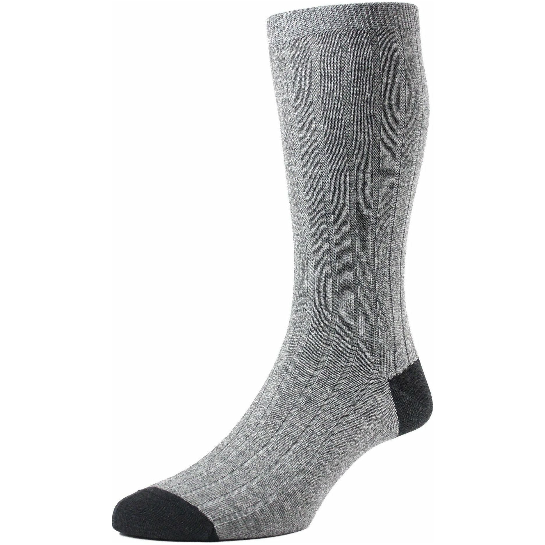Hamada Linen Ribbed Mid-Calf Dress Socks